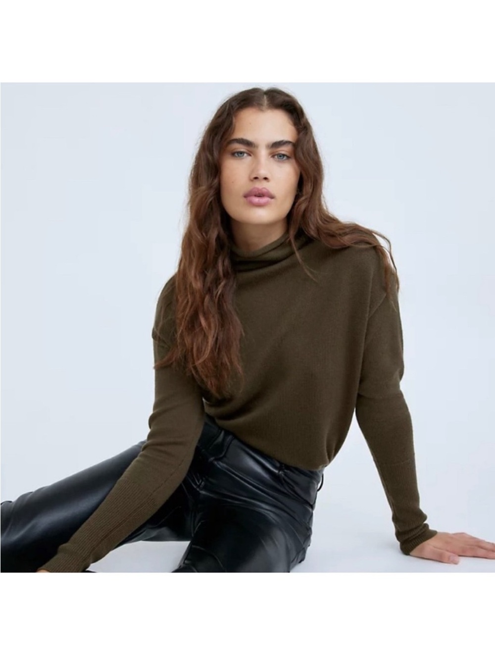 Wilfred Aritzia Cyprie Merino Wool Mock Neck Sweater Large